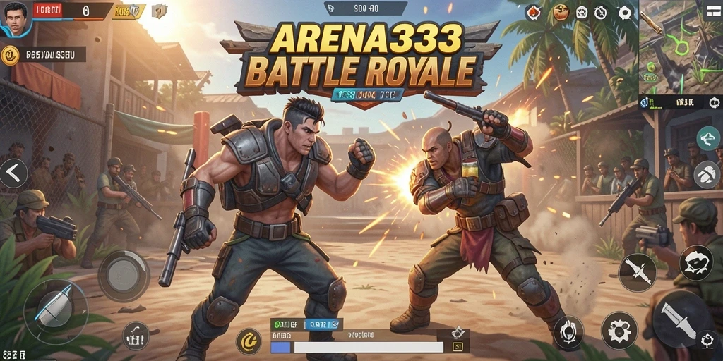 Gameplay ARENA333 menampilkan aksi Battle Royale yang mendebarkan.