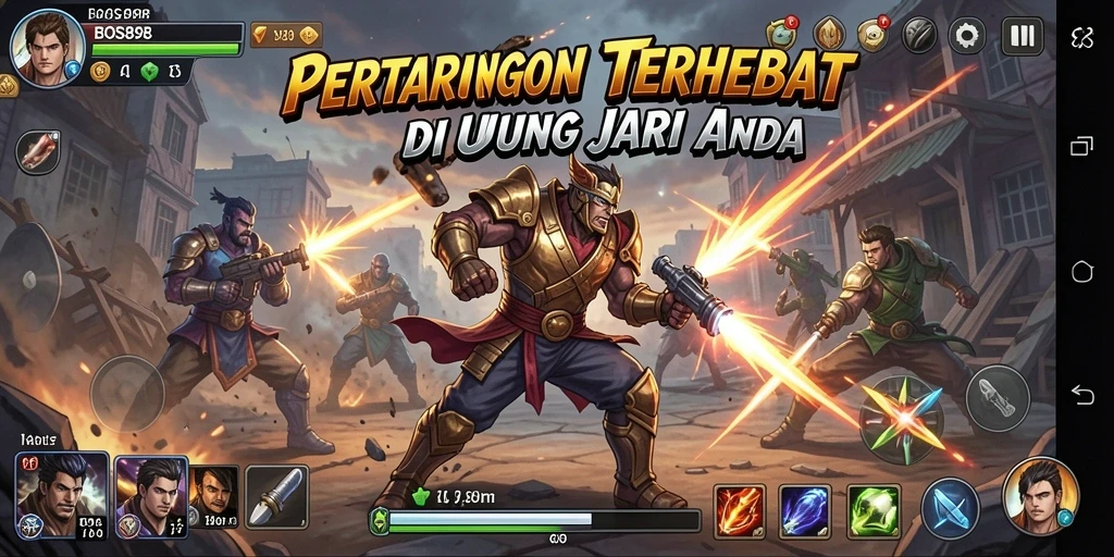 Screenshot utama menunjukkan aksi pertarungan yang intens dalam BOS898.