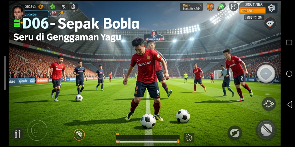 Gameplay D06 menampilkan aksi sepak bola yang mendebarkan dan seru.