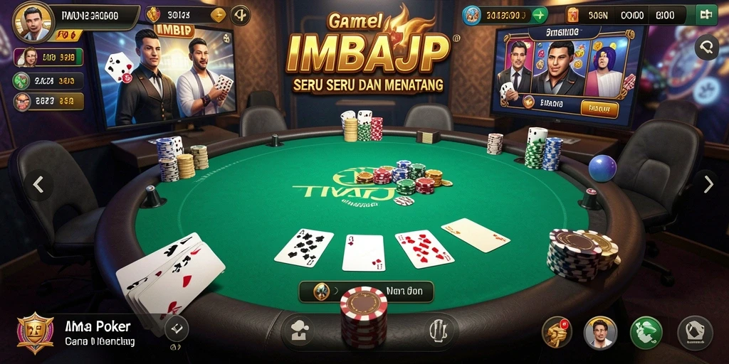 Screenshot gameplay IMBAJP yang menampilkan keseruan poker.