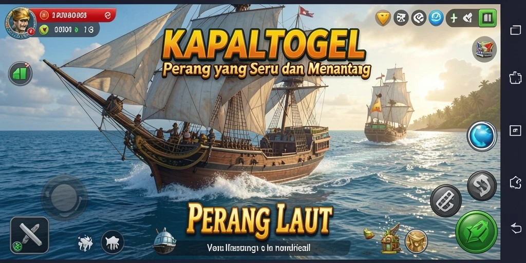 Tampilan aksi seru dalam gameplay KAPALTOGEL di lautan.