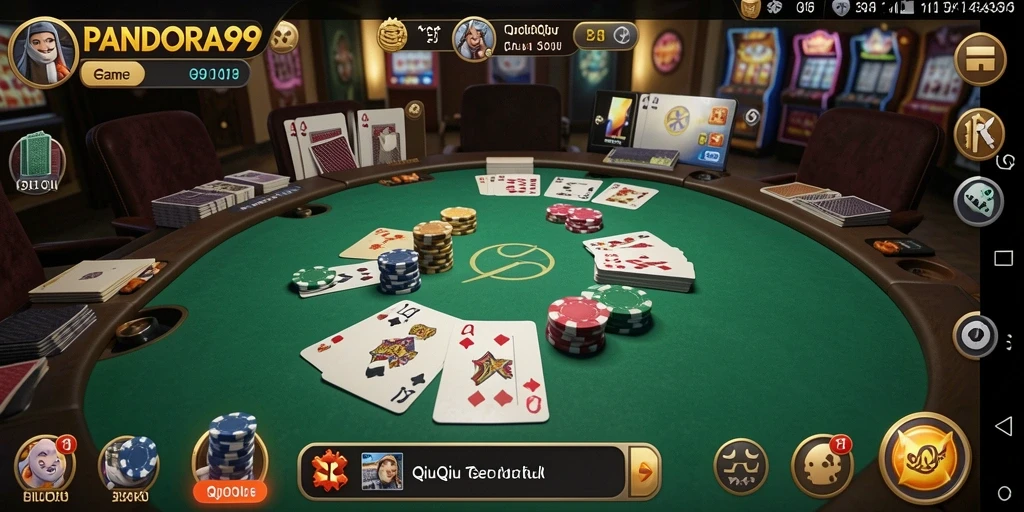 Screenshot gameplay PANDORA99 menampilkan tantangan seru dalam permainan QiuQiu.